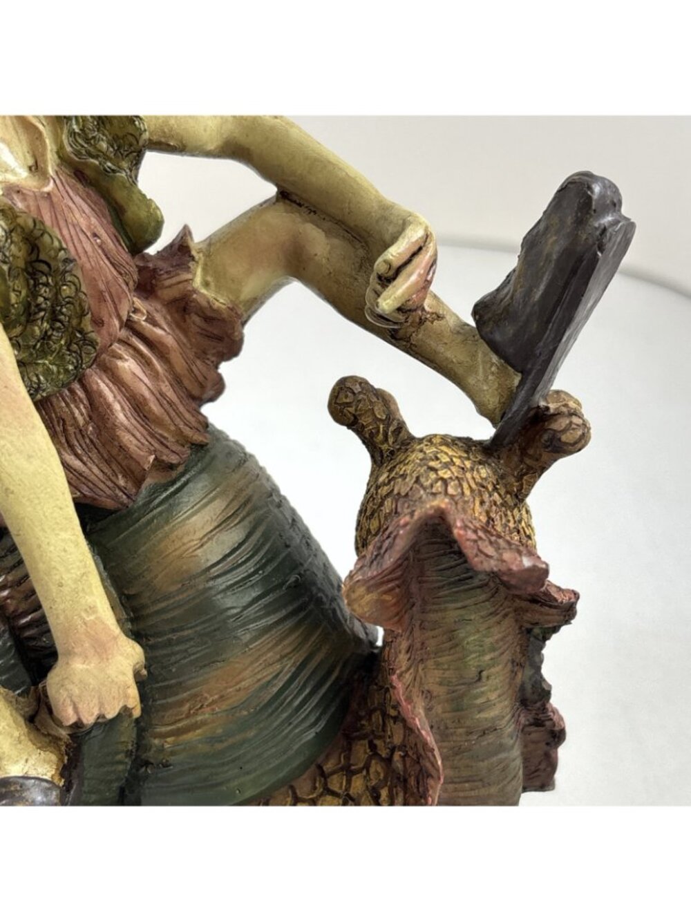 Fairy Garden Statue Resin 7” Pixie Elf Terrarium Gnome Imp Garden riding Snail - Picture 3 of 8